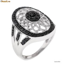 Inel Ag 1 CARAT DIAMANTE negre, design deosebit foto