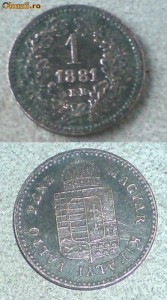 1 kreuzer 1881 KB Ungaria/Austria, patina foto