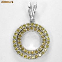 Pandantiv 2 cercuri ornate cu 0.65ct DIAMANTE galbene foto