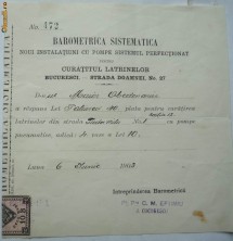 Antreprisa Barometrica , Curatitul latrinelor cu pompe pneumatice in Bucuresti , 1903 foto