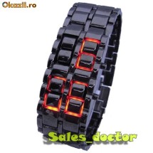 Super ceas led-uri Iron Samurai Lava Red / Rosu pt. barbati! 2,5 cm latime! bratara foto