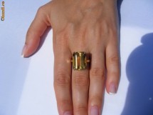 Inel aur rosu-rose 18K, 7.2g, ornat cu un GOLDEN TOPAZ mare (17*12.5mm), greutate 15 CT !!! foto