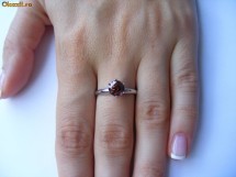 Inel logodna aur alb 14K cu BRILIANT solitaire roz de 1.2 CARATE cu certificat foto