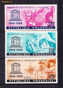 Timbre RWANDA 1966 UNESCO nestampilate foto