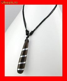 Lant Fantezie Inox-Bumbac-Lemn Pandantiv Conic Inedit LFAN-021 foto