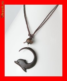 Lantisor Fantezie Bumbac-Pandantiv Lemn Design Delfin LFAN-023 foto
