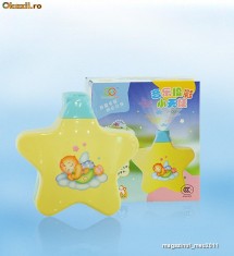 lampa de veghe muzicala pentru patut bebe, proiector cu melodii pentru bebelusi, copii foto