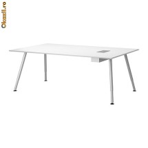 NOUA - Masa conferinta IKEA alba, picioare argintii - 195x110 foto