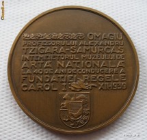 PROFESORULUI ALEXANDRU TZIGARA SAMURCAS INTEMEIETORUL MUZEULUI DE ARTA NATIONALA LA 40 DE ANI DE CONDUCERE A FUNDATIEI REGELE CAROL I - XII - 1939 foto