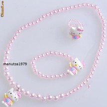 SET BIJUTERII HELLO KITTY UNICAT 3 IN 1 ( LANT ,BRATARA SI INEL) , CALITATE SUPERIOARA foto