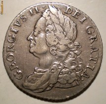C.285 MARE BRITANIE GEORGE II 1 SHILLING 1758 ARGINT foto