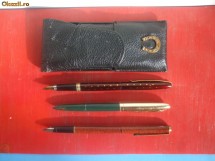 Set 3 stilouri anii 1980-1990 cu husa foto