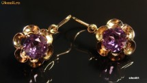 cercei aur 14K cu alexandrite alexandrit russia foto