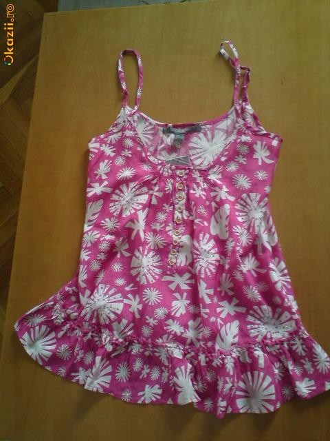 Bluzita lejera vara,roz fucsia cu alb, marime S foto mare