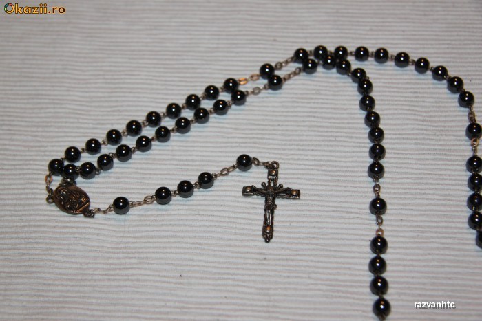 Lant Rosary cu Cruce unisex si perle foto mare