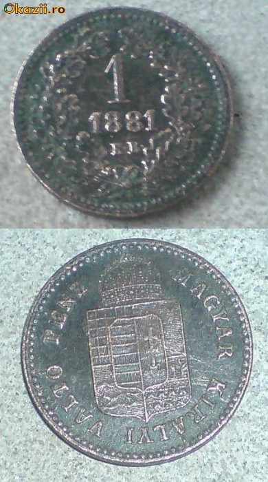 1 kreuzer 1881 KB Ungaria/Austria, patina foto mare