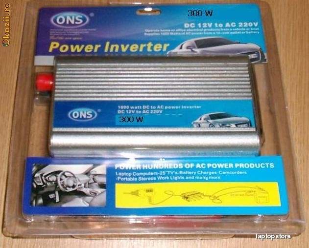 Convertor ( Invertor ) auto de  la 12V la 220V, putere 300W= 85 lei foto mare