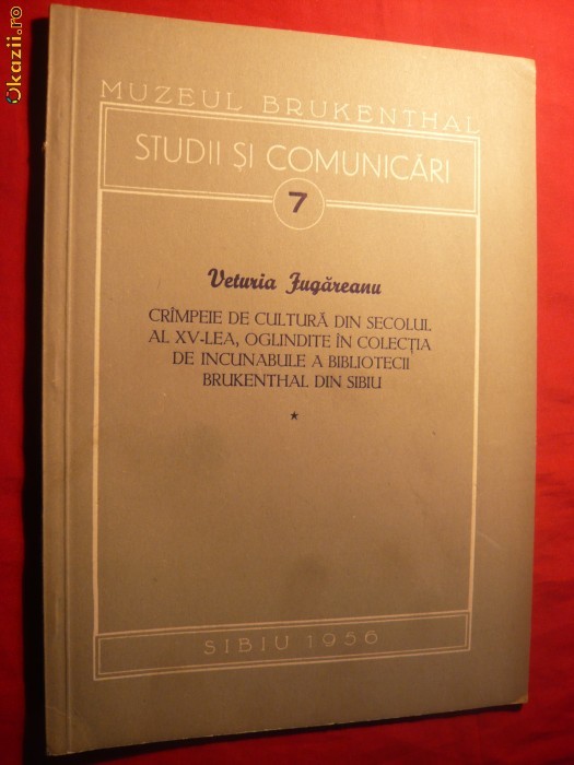 V.Jugareanu -Incunabule sec.XV din biblioteca Brukentahl-1956 foto mare