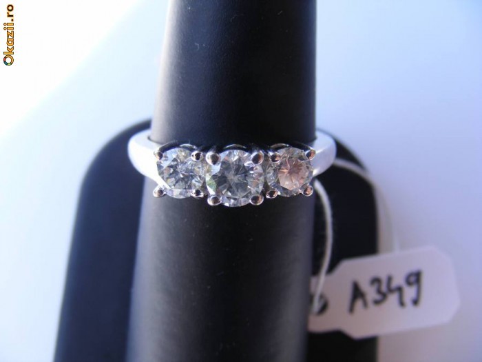 Inel aur 14K trilogie cu 3 BRILIANTE mari: 0.50ct + 2 de 0.40ct foto mare