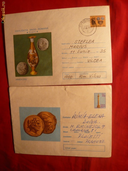 2 Intreguri Postale  -MONEDE -cod 613/68 si 95/76 foto mare