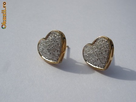 Cercei din aur, diamante naturale 0.50 ct, NOI, 33% reducere foto mare