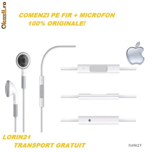 ~CASTI ORIGINALE APPLE CU COMENZI PE FIR+MICROFON.TRANSPORT GRATUIT!~ foto mare