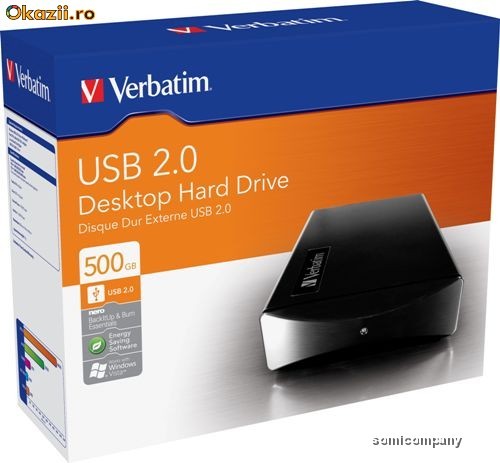 HDD EXTERN VERBATIM 500GB 3,5" USB 2.0 foto mare