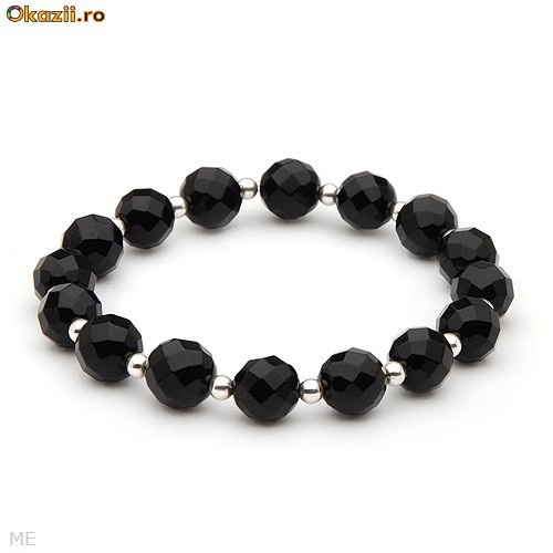 Superba bratara din argint cu pietre naturale Onyx negru, foarte eleganta foto mare