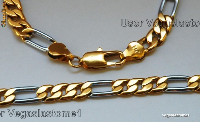 lantisor BARBAT inox gold plated 18kt  reducere pv 79 pn 70 foto mare