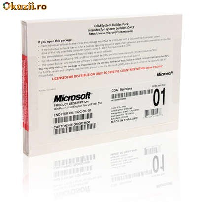 WINDOWS 7 PROF. ENG. 32 BITS PN:FQC-00730 foto mare