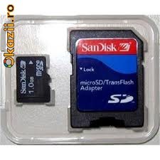 Card Micro SD 1 GB Sandisk + Adaptor foto mare