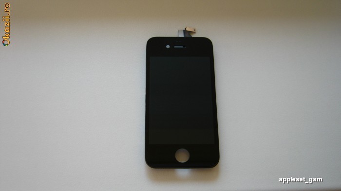 TouchScreen Digitizer LCD Display Rama Geam Apple iPhone 4 Black / White Original foto mare