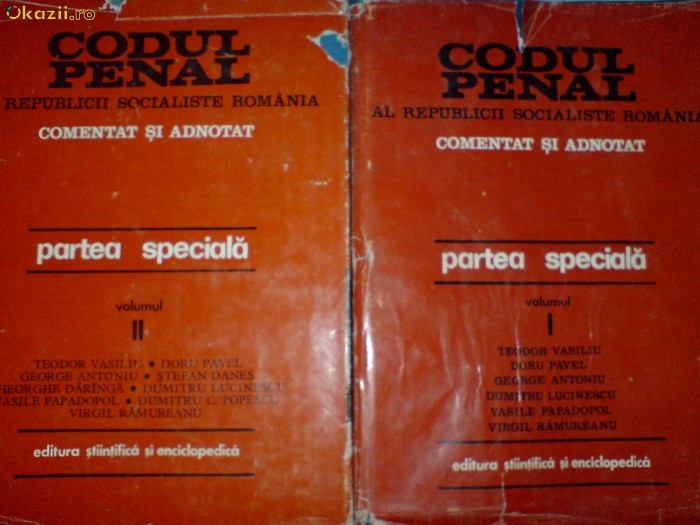 Codul penal al RSR comentat si adnotat, partea speciala foto mare