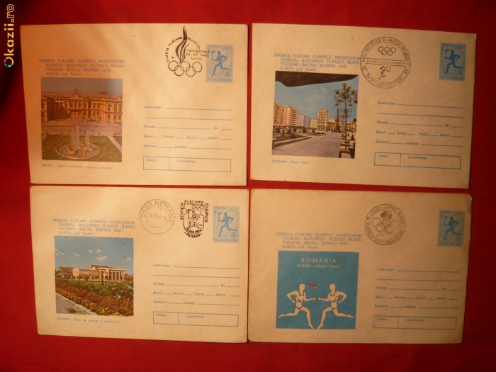 9 Plicuri Ilustr.,Stamp.Stafeta Flacarii Olimpice 1980 foto mare