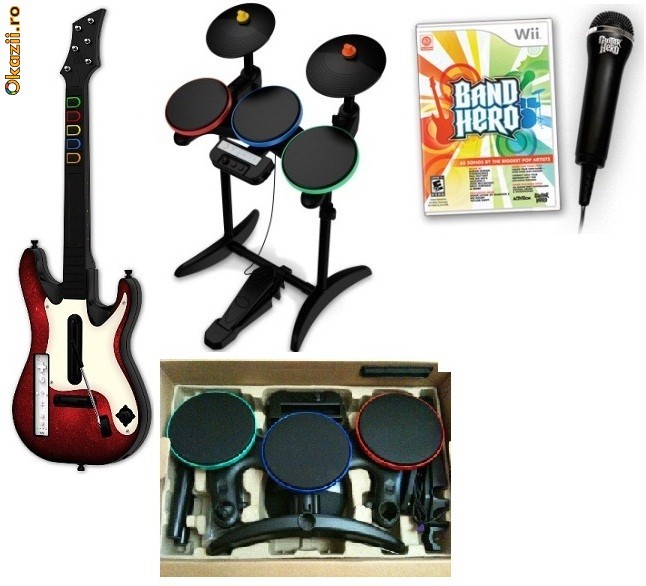 VAND BAND Hero bundle (TOBE, CHITARA, MICROFON si JOC) pentru WII + bonus jocul Guitar Hero METALLICA foto mare