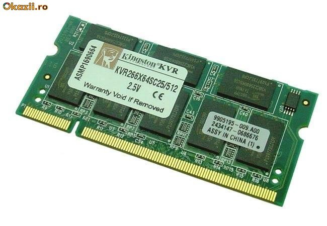 512 MB DDR1 SODIMM Laptop, KINGSTON Ram Laptop foto mare
