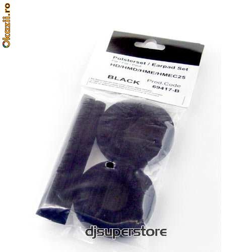 Bureti din Catifea pentru  Sennheiser HD-25 (Black) - Set foto mare
