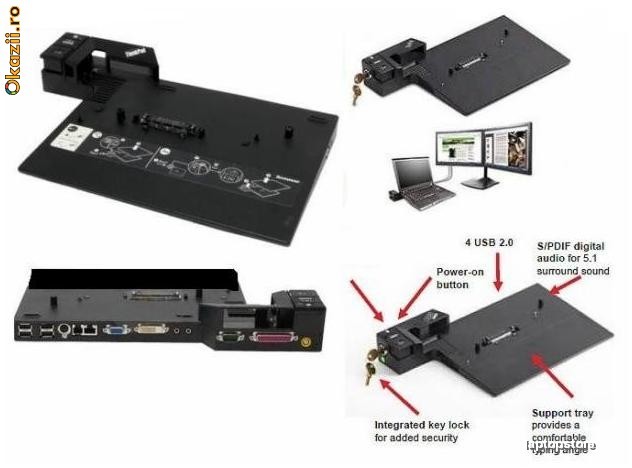 Docking station ( port replicator) Lenovo ADVANCED - seriile Thinkpad T500 T400 W500 R500 R400 T61 T61p T60 R60 R61 foto mare