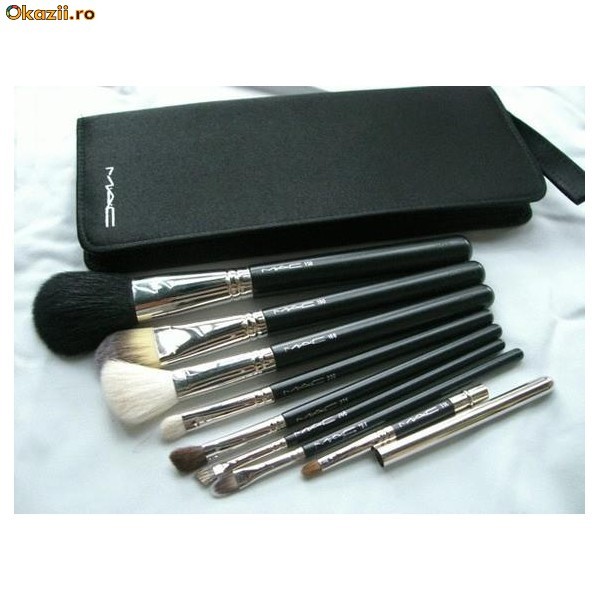 Trusa Set 8 Pensule Machiaj MAC , Profesionale din Par Natural - MAC- foto mare