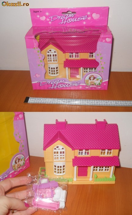 casuta Dream house, cu mobilier si papusica mica, miniaturi, noua foto mare