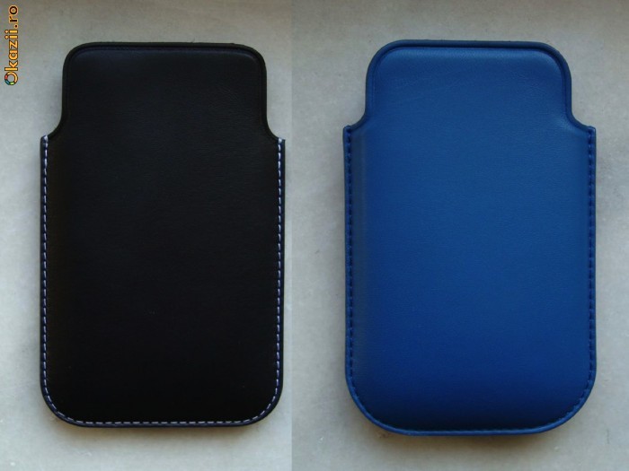 Husa Toc din PIELE DE LUX neagra / crem / bleu / albastru pentru Nokia BlackBerry HTC sau alt telefon, OUTLET IASI !!! foto mare